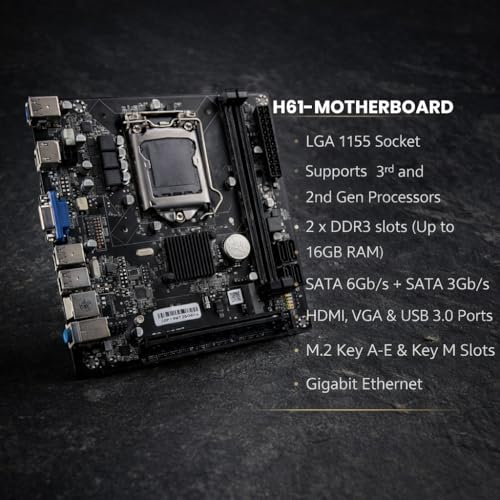 Image of Assembled Desktop CPU with M.2 SSD, Core i5-3rd Gen(3570 /3470) II WiFi DONGLE II Windows 10 II MS Office II HDMI & VGA Ports II Full Metal Body - Black (128, GB, 4, GB)