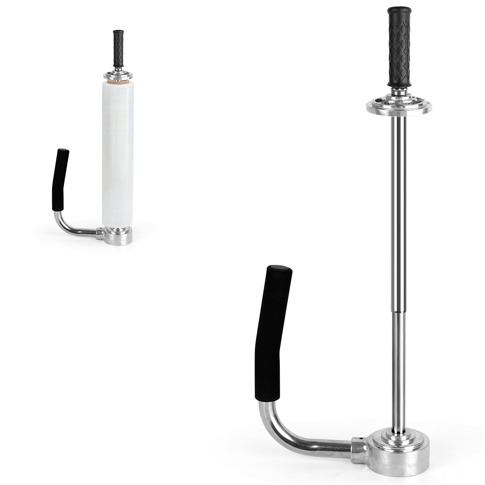 Stretchfolienspender, Metall Manueller Stretchfolienabroller, Einstellbare Höhe 30-50cm,Stretchfolienspender für 12" -20" Folienrollen für Verpackung Möbeln/Anderen Großen Gegenständen