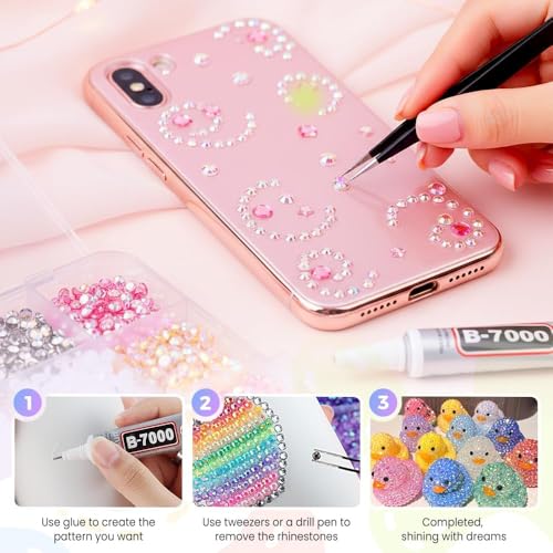 Image of Resin Jelly Rhinestones for Bedazzling, 15 Colors 3mm Flatback Gems with B-7000 Glue and Tweezers, Assorted Multicolour Crystals for Clothing, Shoes, Crafts