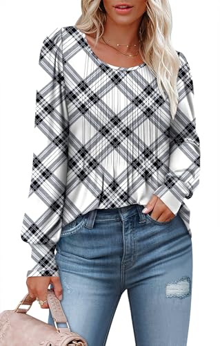 BETTE BOUTIK Long Sleeve Shirts for Women Fall Tops Dressy Blouses Crewneck Tunic Tops for Leggings S-3XL