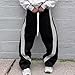 FQZWONG Men's Baggy Sweatpants Y2K Drawstring Elastic Waist Striped Pants Straight Mid Length Trousers Yoga Jogging Pant（Black,Medium