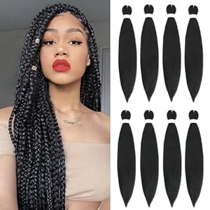 Braiding Hair Pre Stretched 30 Inch 8 Packs Long Braiding Hair Extension Pre Stretched Braiding Hair Professional Synthetic Hair For Braiding Crochet Twist Braids Soft Yaki Texture(30″, 1B-8P)