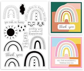 ORIGACH Rainbow Clear Stamp for Card Making Clouds Sun Raindrop Transparent Silicone Stamps for DIY Scrapbooking Journaling Photo Album Crafts Suppplies