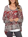 ZANZEA Women Batwing Long Sleeve Tops Jumpers Floral Printed Round Neck Off Shoulder Sweatshirt...