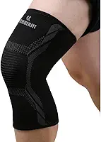 Joelheira de Compressão Profissional Armor para Academia Crossfit Musculação Corrida Bike Volei Basquete - Para proteção e recuperação do joelho (G, Preto), Rubber Fit