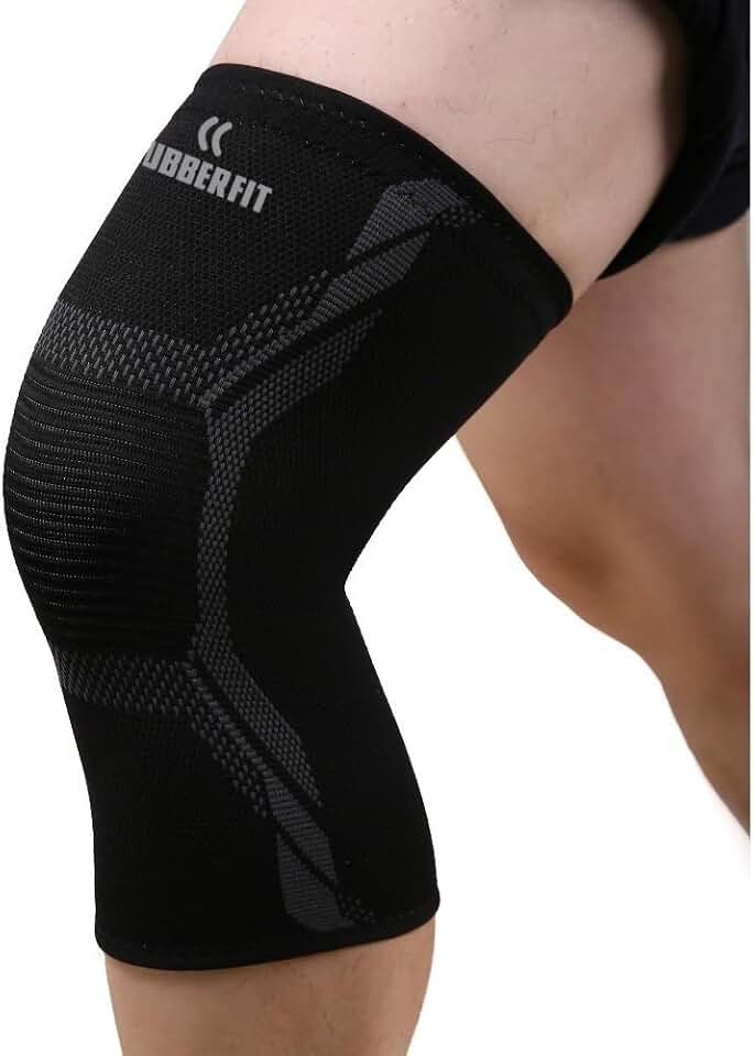 Joelheira de Compressão Profissional Armor para Academia Crossfit Musculação Corrida Bike Volei Basquete - Para proteção e recuperação do joelho (G, Preto), Rubber Fit