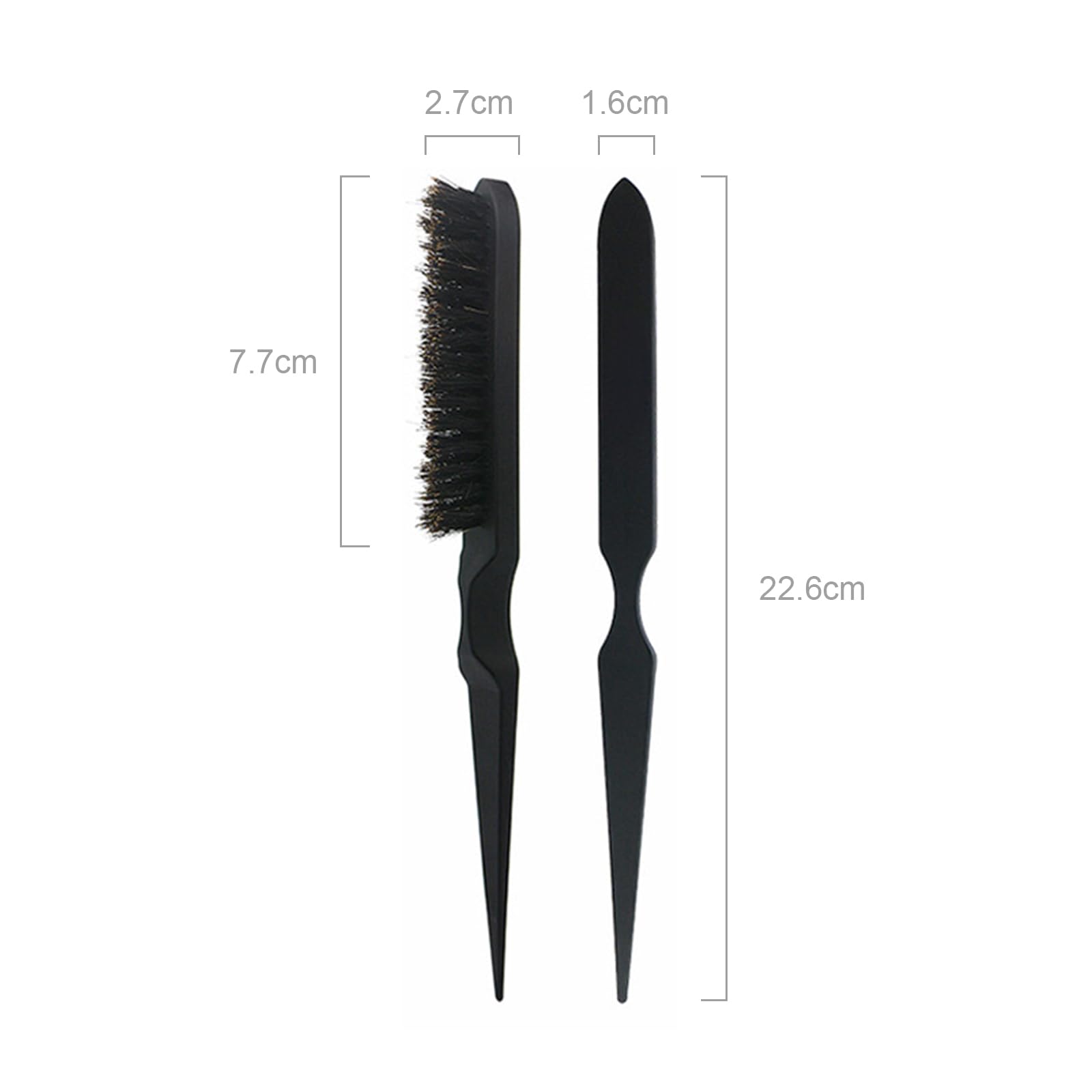 Spazzola per Slip Back Capelli Nera, pettinatura per pettinatura a pettine in plastica lunga e corta, spazzola per parrucchieri (Nero)