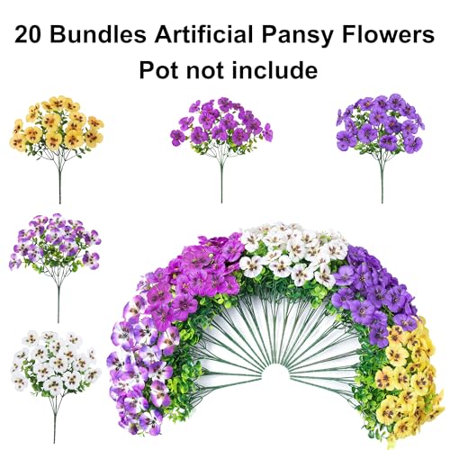 50% Off Ivydale 20PCS Artificial Pansy Flowers for Outdoor - Image 6