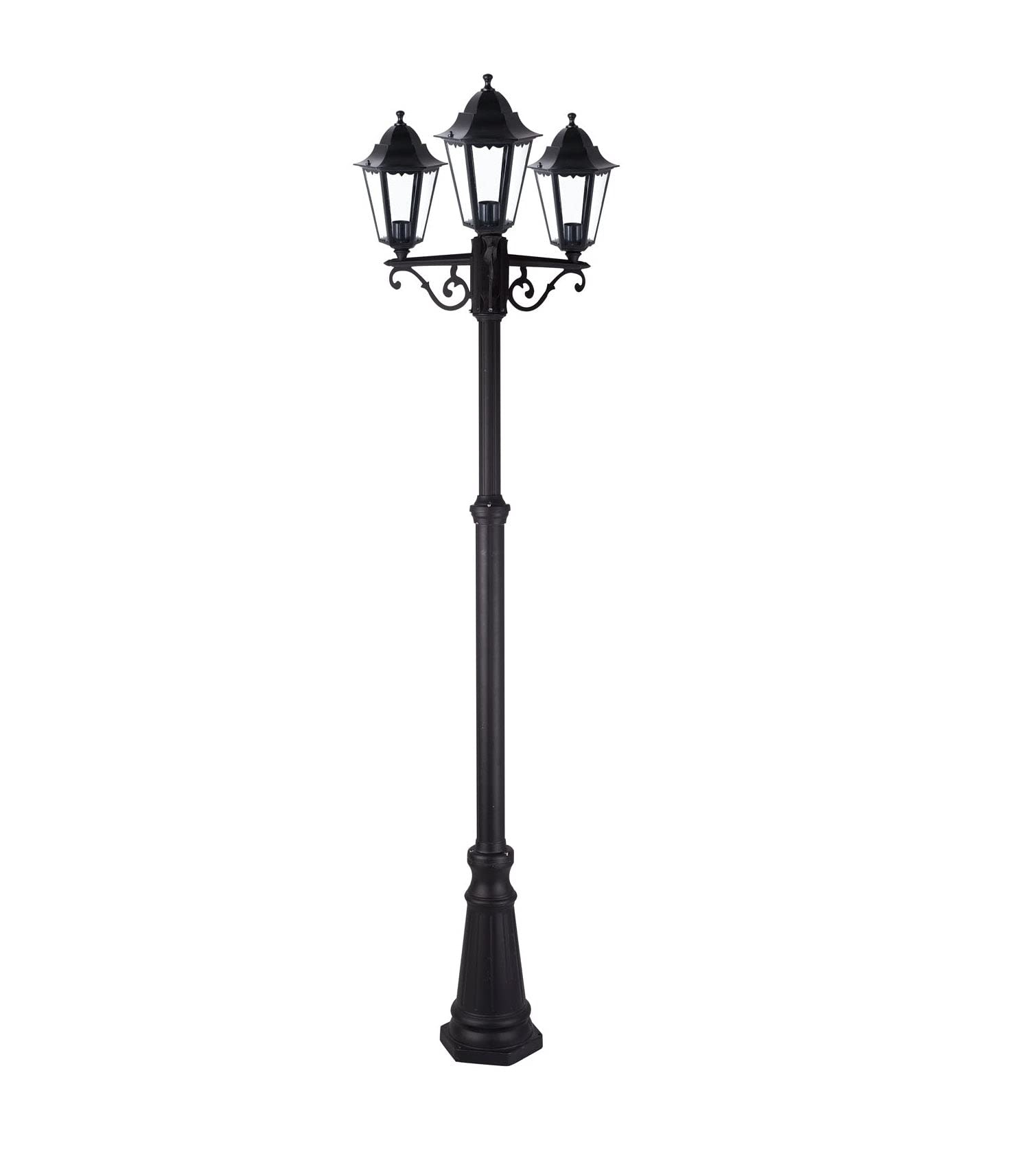 Lampione da Giardino Nero 3 luci Lanterne su piantana Illuminazione da Esterno