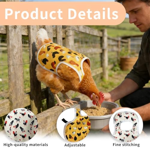Chicken Saddle Adjustable Waterproof Hen Apron with Back and Side Protection, Lightweight Breathable Poultry Cover for Egg Layers and Mating Season Poultry Care - 2