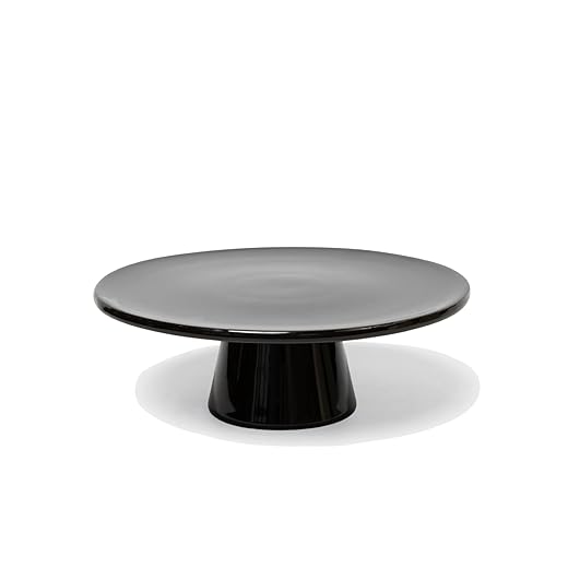 The Cake Stand – 10 Inch Gloss Ceramic Pedestal Cake Stand, Modern Footed Dessert Stand for Cakes, Cupcakes, Cookies & More (Black)