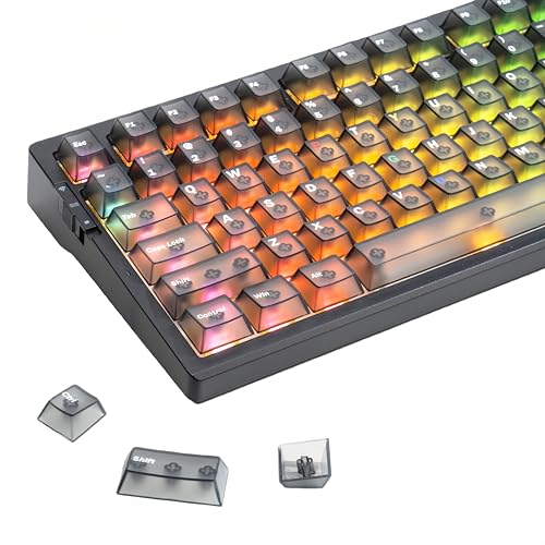 LAGWKX Clear keycaps 75 Percent, Cherry Profile Keycaps Set, Translucent Keycaps Minimalist Style Compatible with MX Switche Gaming Keyboards (Black)