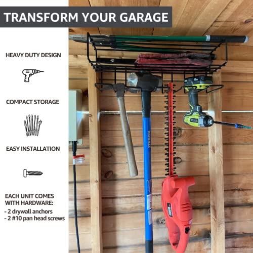 C2M Heavy Duty Floating Tool Shelf & Organizer | Wall Mounted Garage Storage Rack For Handheld & Power Tools | Usa Made, 100# Weight Limit, Compact Steel Design | Perfect For Dewalt Tools | Yellow #TOP2
