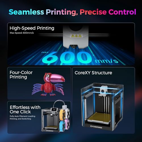Flashforge AD5X Multicolor-3D-Drucker für Hochgeschwindigkeitsdruck in Vier Farben, maximale Geschwindigkeit 600 mm/s, automatische Nivellierung per Knopfdruck, Multi-Material-3D-Drucker mit IFS