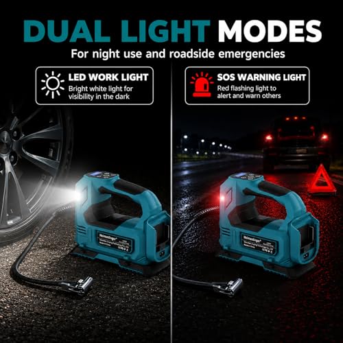 Image of Cordless Tire Inflator Air Compressor Compatible with Makita 18V Battery, 120W Digital Air Pump, 120PSI, Dual Power Mode-Battery Not Included