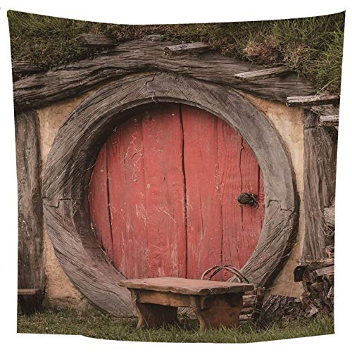 ANAZOZ Wandteppich Tapisserie Landschaftsthema-Baumhaus Tapestry Wandtuch Wandbehang Polyester Wand Dekoration Khaki Deko Tuch 240X220Cm