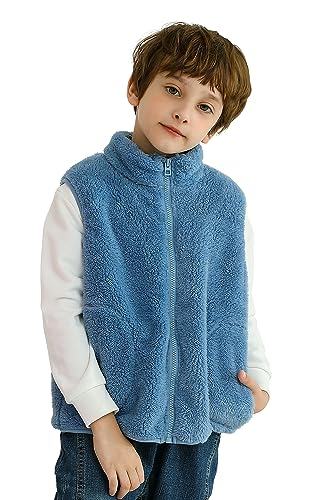 Image of Girls Boys Zippered Vest Warm Soft Fleece Outerwear Jacket with Pockets 3-12 Years