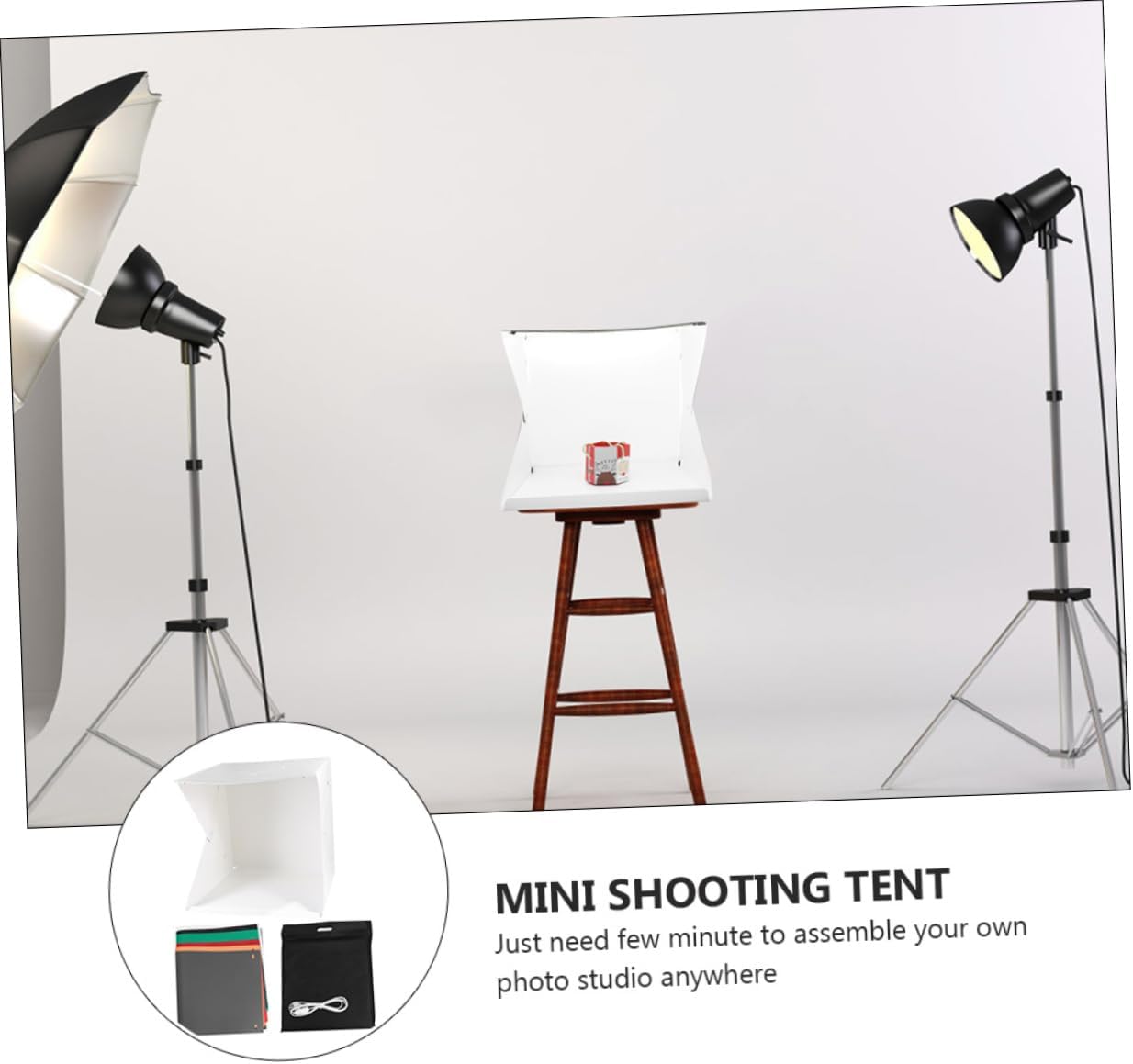 DOITOOL Portable 40cm Led Photo Box Mini Photography Tent 6 Colors Lighting Cube for Small Product Photography