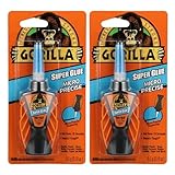 Gorilla Micro Precise Super Glue, Clear Glue, 5.5 Gram (Pack of 2) - All Purpose and Fast Setting for Projects and Repairs