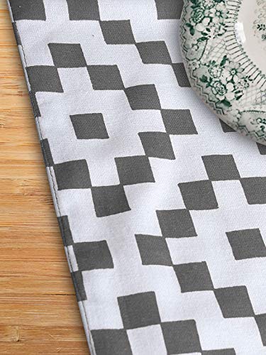 Image of Dekor World Fun with Checks Printed Grey Table Runner (33x120cm) (Pack of 1)-4 Seater Dinning & Center Table