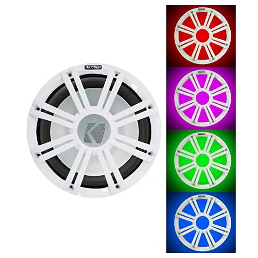 KICKER 45KMF122 12" 350w Marine Boat Free Air Subwoofer w/White LED Grille KMF12