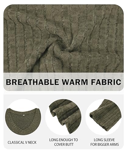 Image of RITERA Plus Size Sweater, Ribbed Long Sleeve Solid Top for Women | Soft vertical ribbed knit, modest V neck, loose long sleeves, curved swing hem, slimming casual layering top for curvy women