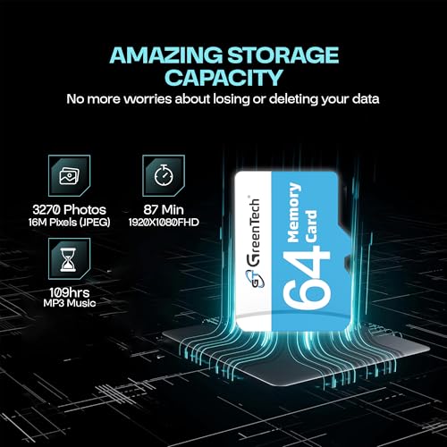 Image of Green Tech 64 GB Micro SD Memory Card with Ultra High Speed 3.0 | Full HD Video Resolution | Upto 100 Mbps Read Speed |Suitable for Tablet, Camera, Smart Phone, Surveillance, Drone