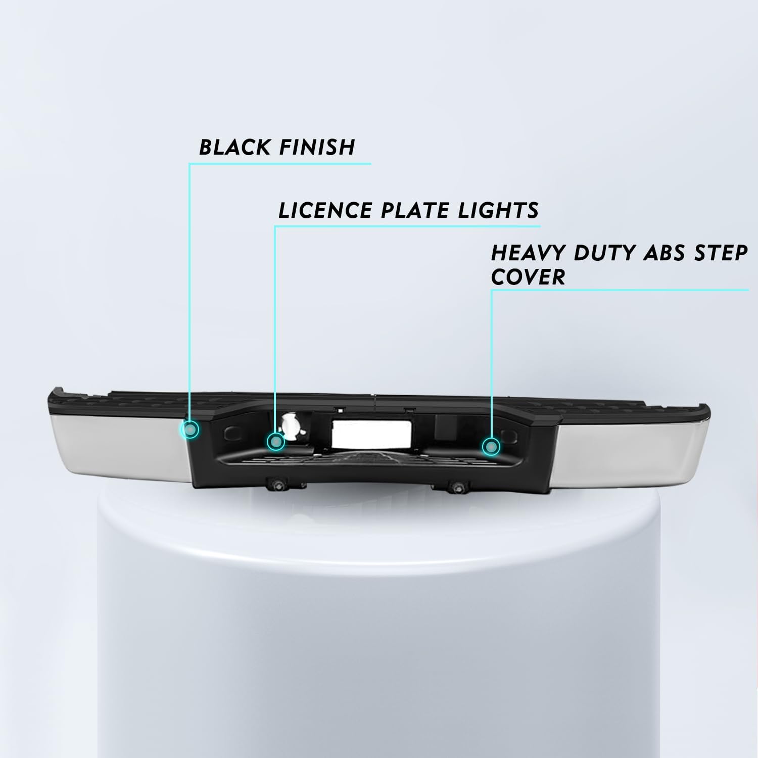 TUSDAR Non Rear Sensors Holes Rear Step Bumper Assembly Fits for 2007-2013 Chevy Silverado 1500 & GMC Sierra 1500 Truck Fit 1500 Model Only