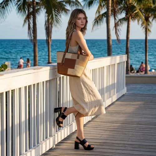 Image of RIBONGZ Block Heels Prom Heeled Sandals for Women Chunky Square Open Toe Strappy High Heels Ankle Strap Wedding Bridal Shoes High Heel Sandals for Party Dress