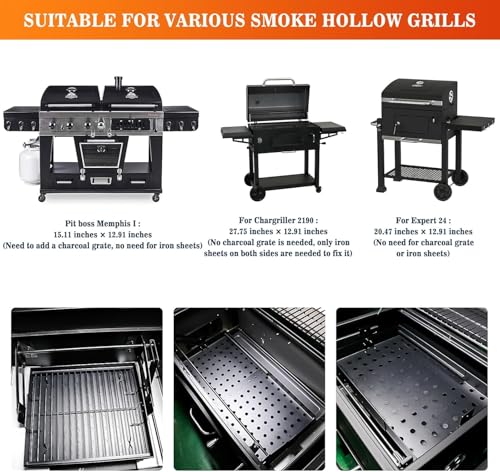 GRISUN Verstellbarer Kohlekorb 38-71 cm für 47183T-21 PS9900, Schwarzer Hochtemperatur-Kohlekorb für HC4518L PS9500 8500 6800 6500 SH19030119 SH19030219 SH9916 Ersatzteile