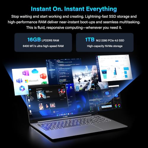 Image of GEEKOM GeekBook X16 Pro Laptop, 16 inch 2.5K IPS, 2.8 lb Ultra-Light Notebook