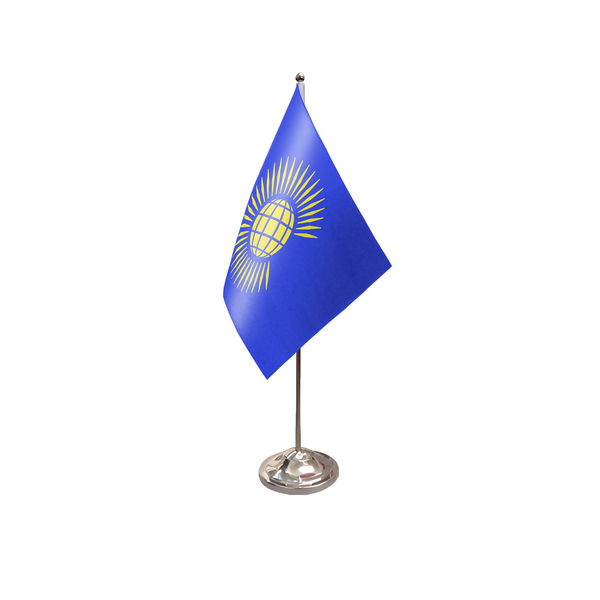 Flagtex Commonwealth (New) Satin Table Flag With Chrome Pole & Base