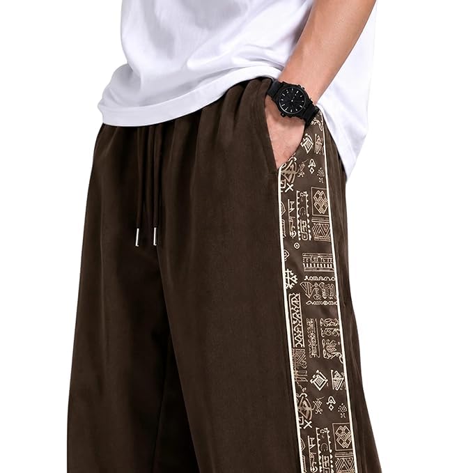 Men's Baggy Printed Track Pants, Loose Fit Joggers with Elastic Waist, Stylish Casual Sports Lower for Gym, Travel & Everyday Wear-picture-24