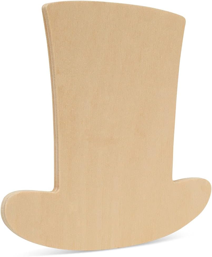 Unfinished Wooden Uncle Sam Hat Cutout, 8", Pack of 10 Wooden Shapes for Crafts and Summer and July 4th Decor and Crafting, by Woodpeckers