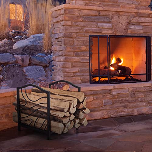 Mfstudio Firewood Rack Outdoor Indoor, Iron Fire Wood Storage Racks Heavy Duty Holder Log Rack, Black, 13.3" L X 16" W X 17" H #TOP5
