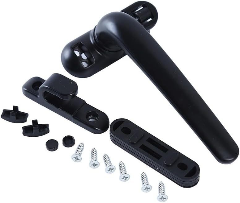 window handle， Universal Key Locking with Locks Kids Security Door Handle for Double Glazing Windows Turning Window Handles(Black Right)