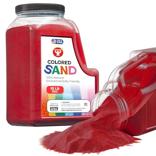 Image of Hygloss Colored Sand for Crafts - 15 lb Bottle, Red - Vibrant Colorful Fine Sensory Play Sand Art Kits for Kids - Classroom Activities for Children 3 4 5 6 7 8 9 10 11 12 - Safe for Ages 3+