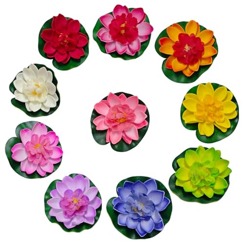 JDNFKG 10 Piezas De Loto Simulado, Decoraciones De Jardín, Empresa De Ingeniería Hidráulica, Accesorios para El Hogar Y Accesorios De Baile.