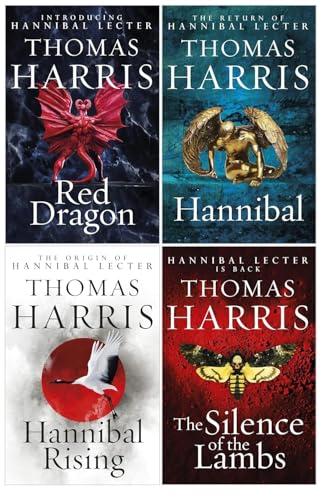 Thomas Harris Hannibal Lecter Series Collection 4 Books Set (Red Dragon, Hannibal, Silence Of The Lambs, Hannibal Rising)