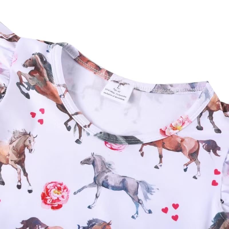 nebljgo Toddler Girls Dress Farm Cute Animal Print Dresses Long Sleeve 2-8Y2