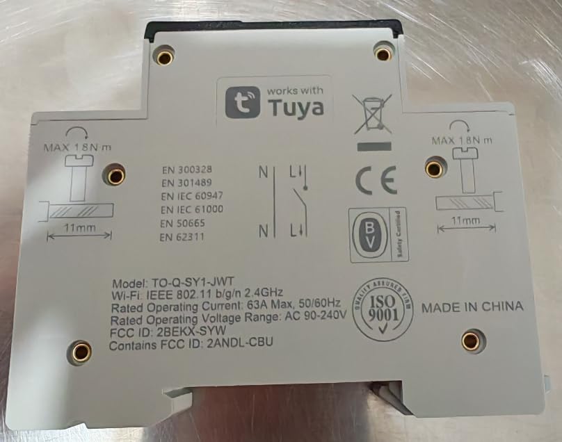 Image of TONGOU DIY 1P+N Smart Wi-Fi Switch, Work with Alexa and Google Assistant for Voice Control, 63A with Energy Monitor, Smart Life /Tuya APP Remote Control, Timer Functions, DIN Rail Mounted- HIVAGI