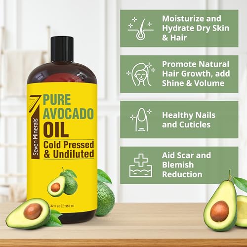 NEW-Cold-Pressed-Avocado-Oil-For-Hair-Skin-Face-Big-32oz-Premium-Grade-Hexane-Free-100-Pure-GMO-Free-Non-Greasy-Carrier-Oil-for-Natural-Hair-and-Skincare-Great-with-Essential-Oils