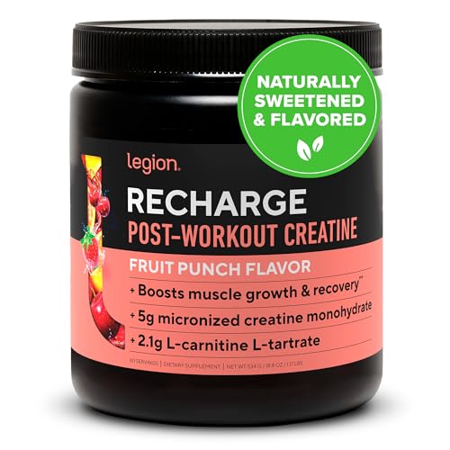 Optimize Your Training Routine With the Best Supplements for Recovery 7 Legion Recharge Post Workout Supplement - All Natural Muscle Builder & Recovery Drink With Creatine Monohydrate. Naturally Sweetened & Flavored, Safe & Healthy. 60 Servings. (Fruit Punch, 60 Servings)