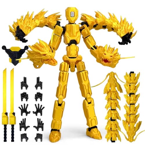 Aesinos 7.5 Inch T13 Assembly Completed,3D Printed ActionFigure Toy Gifts for Kids,T13 Stick Figure ActionFigure - The Ultimate Hero for Action-Packed Playtime (Yellow)