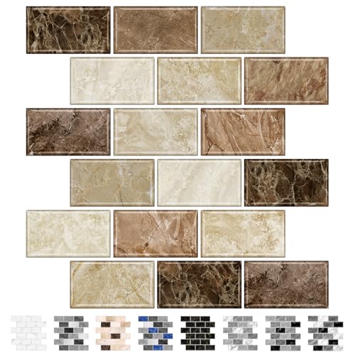 URCOLOR 10-Sheet Peel and Stick Backsplash Subway Tile for Kitchen,12"x12"