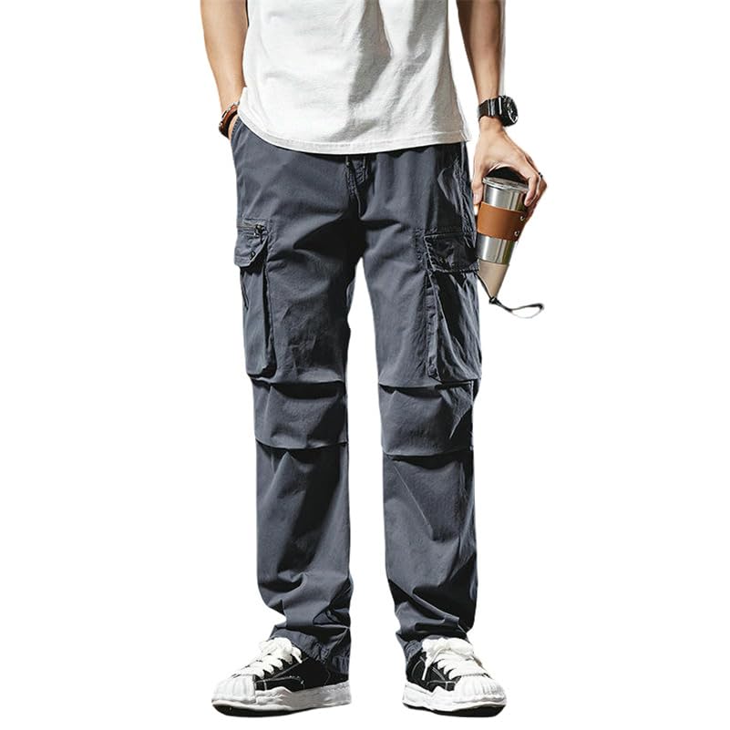 Pantalon cargo extensible homme gris 40 multipoches style américain