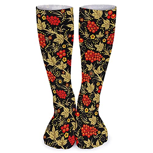 ZVEZVI Traditionelle russische Khokhloma Fun Classics Personalisierte Socken Sport Sportliche Strümpfe 40cm Lange Socke für Männer Frauen Cover