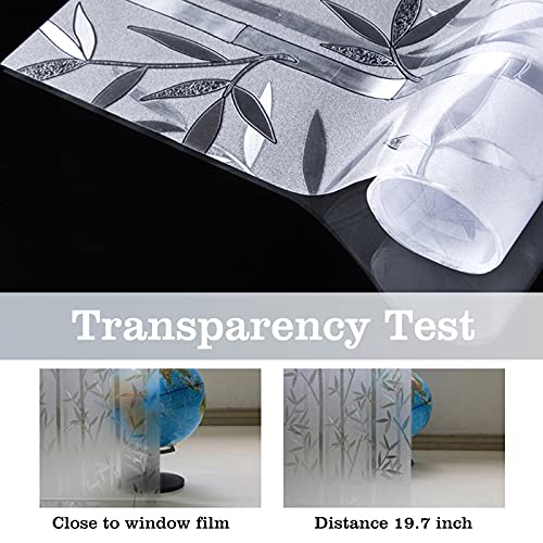 Window Privacy Film Bamboo Patten Frosted Glass Films, Self-Adhesive Static Cling Window Stickers, Anti-Uv, Heat Insulation For Living Room Kitchen Patio Doors (17.5 X78.7Inch) #TOP3