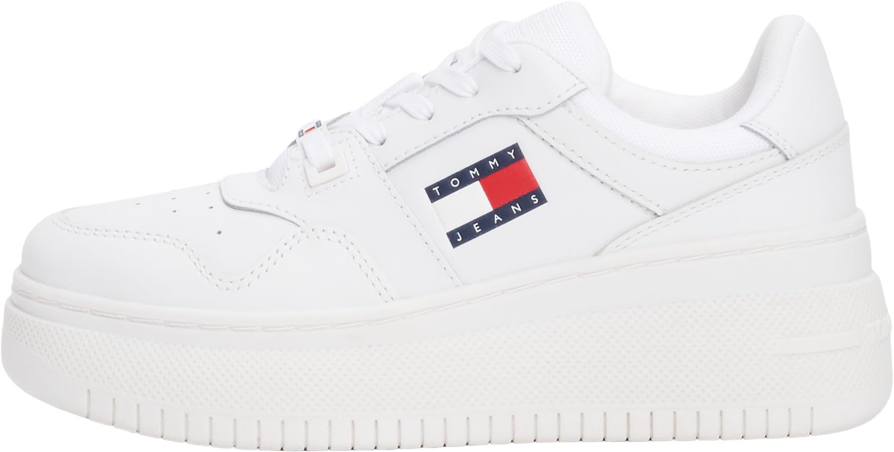 Tommy Jeans Donna Sneakers Con Suola Alta Retro Basket Flatform Essential Scarpe, Bianco (White), 40-image