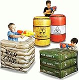 NINOSTAR Pack of 4 Combat Battlefield Inflatables, Compatible with Nerf, Laser tag, Water Gun, Dart Gun, Perfect for Boys and Girls Birthday Activities, Suitable fot Kids and Adults